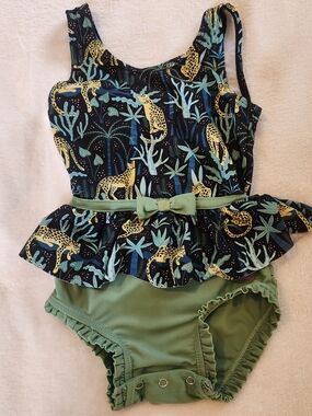 RuffleButts Safari One-piece Skirted Toddler Swimsuit Size 3t